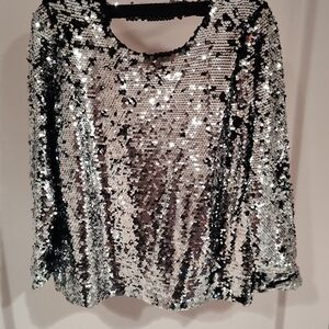 Glamorous Sequin Blouse - Silver
